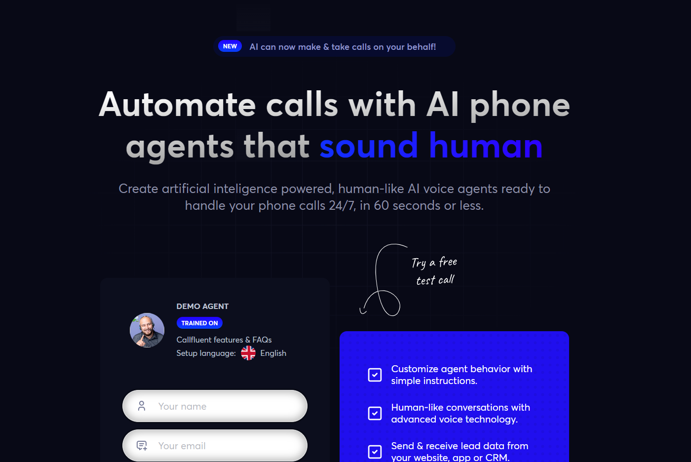 CallFluent AI Pré-visualização