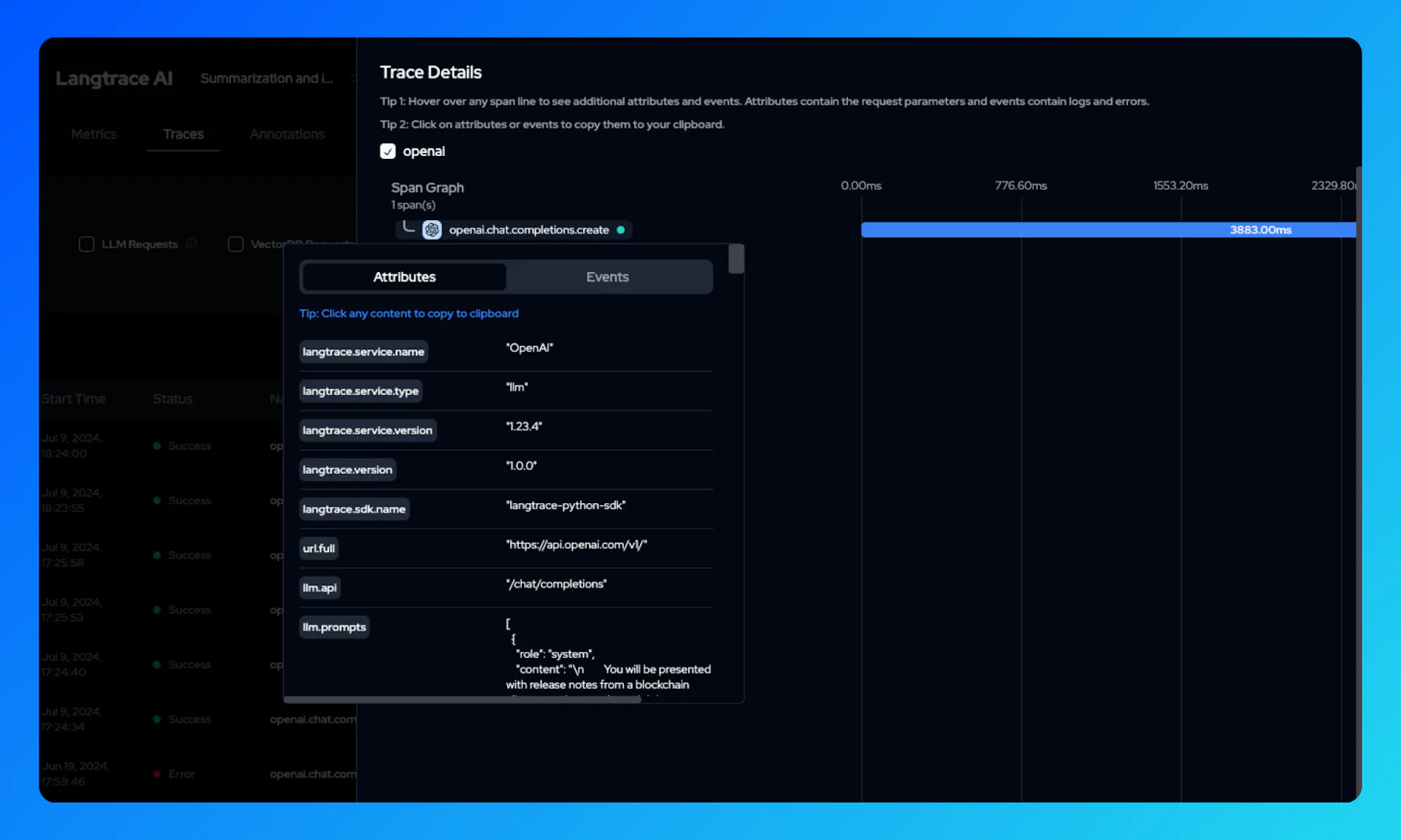 Langtrace AI Preview